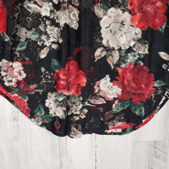 Fig + Flower Floral Long Sleeve Button Down Shirt Women's Size Petite Medium PM - Picture 10 of 11